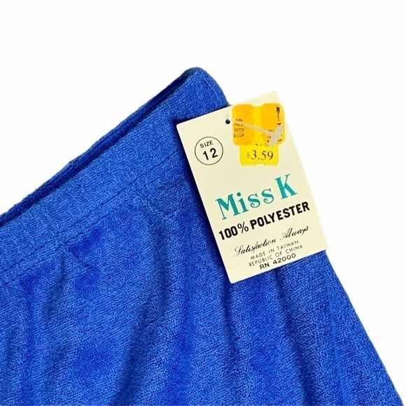 Vintage Deadstock Terry Cloth Shorts S Blue High - Picture 2 of 4